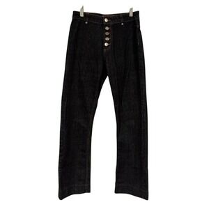 Alexa Chung High Waist Button Fly Dark Wash Denim Jeans‎ with Star Detail